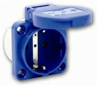 Einphasige Anbausteckdose P-nova 16a 2p+z 230v, Flansch 50x50, Schuko Ip54