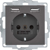 Berker 48031606, Berker 48031606 Steckdose SCHUKO/USB A-A, B.3/B.7, anthrazit matt