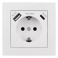 McPower 1535385, McPower Schutzkontakt-Steckdose, Flair, Quickcharge Anschl&uuml;sse, 1x