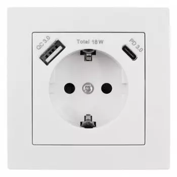 McPower Flair Schuko + Quickcharge USB-C USB-A weiß (1535385)