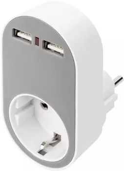Digitus Adapter-Steckdose + 2 USB-Ports wei&szlig;/grau (DA-70617)