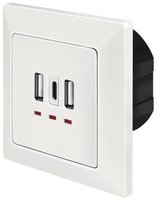 LogiLink PA0254, LogiLink PA0254 Unterputz-Dose mit USB-Ladeausgang Wei&szlig;