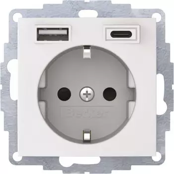 Berker SCHUKO/USB A-C S.1/B.3/B.7 polarwei&szlig; matt (48041909)