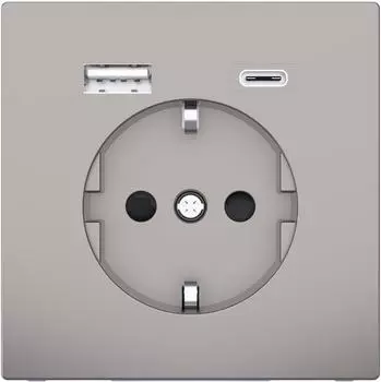 Merten Schuko Steckdose mit USB Ladeger&auml;t System Design nickelmetallic