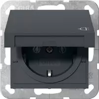 Gira 445428, Gira 445428 SCHUKO-Steckdose mit Klappdeckel System 55 Anthrazit