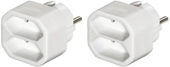 Hama Steckdosenadapter 2-fach 2x Euro-Steckdose Doppelpack weiß (223211)