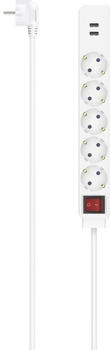 Hama Steckdosenleiste 5-fach USB-A 17W Schalter 1,4 m weiß (223183)