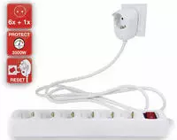 REV Steckdosenleiste 6+1-fach 2m wei&szlig; Powersplit + Schalter (0012695114 WS)