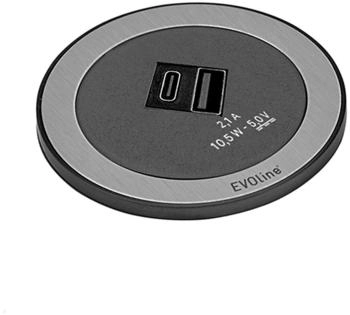 EVOline 1592 8001 4900 Tischanschlussfeld Schwarz/Edelstahl Schutzkontakt