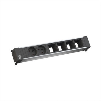 Bachmann 916.023 Steckdosenleiste ohne Schalter Aluminium Schwarz Schutzkontakt