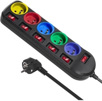 Maclean Power strip 5 sockets multicolor switches
