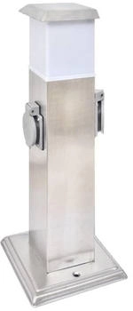 vidaXL Garden power block 2 sockets Inox with light vidaXL Garden power block 2 sockets Inox with light