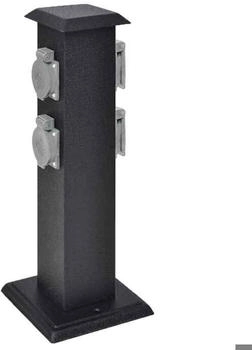 vidaXL 4-socket garden post block Black outdoor vidaXL 4-socket garden post block Black outdoor