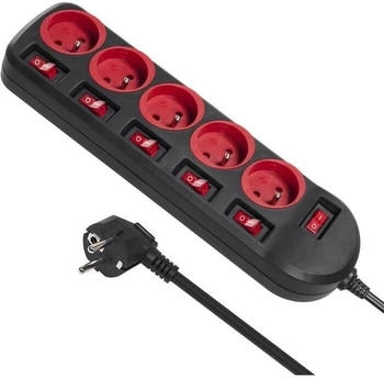 Maclean Power strip 5 sockets switches 1.5 m White