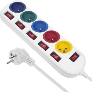 Maclean Power strip 5 sockets surge protector switches White