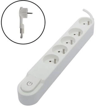 Chacon Power strip 5 sockets foot switch flat plug White