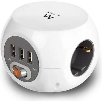 Eminent Power strip 3 sockets 3 USB White