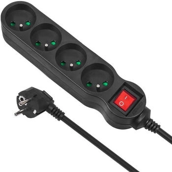 Maclean Power strip 4 sockets with switch Black