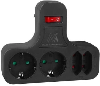 Maclean Power strip 4 sockets stabilizer Black