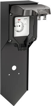 ledscom.de POXO mit Erdspieß für außen IP65 1-fach Edelstahl schwarz eckig 40 cm