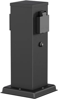 ledscom.de POLLY für außen IP44 Dämmerungssensor 2-fach Edelstahl schwarz eckig 27 cm