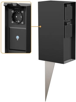 ledscom.de POMI mit Erdspieß für außen IP44 Smart Home WLAN Alexa 3-fach schwarz eckig 23cm