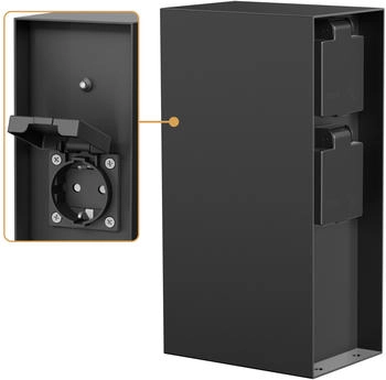 ledscom.de POMI für außen IP44 Dämmerungssensor 3-fach Edelstahl schwarz eckig 23 cm