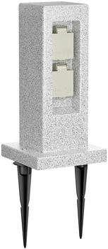 ledscom.de POCK mit Erdspieß Stein-Optik für außen 2-Fach Kunstharz eckig 30cm