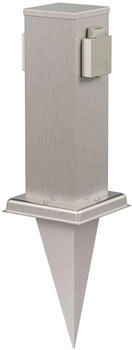 ledscom.de Polly mit Erdspieß für außen IP44 2-Fach Edelstahl eckig 27cm