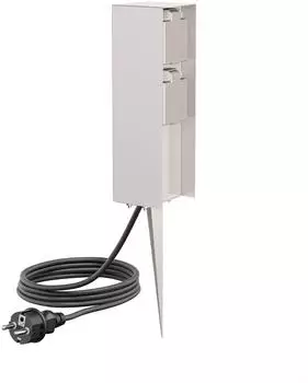 ledscom.de POMI mit Erdspieß und 2m Kabel für außen IP44 2-fach edelstahl eckig 23cm