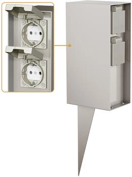 ledscom.de POMI mit Erdspieß für außen IP44 4-fach edelstahl eckig 23cm