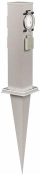 ledscom.de Polly mit Erdspieß für außen IP44 3-Fach mit Timer/Zeitschaltuhr Edelstahl eckig 38cm