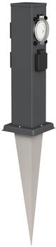 ledscom.de Polly mit Erdspieß für außen IP44 3-Fach mit Timer/Zeitschaltuhr anthrazit eckig 38cm