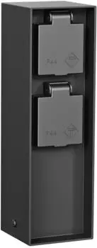 ledscom.de POKU für außen IP44 2-fach Kunststoff schwarz eckig 23 cm