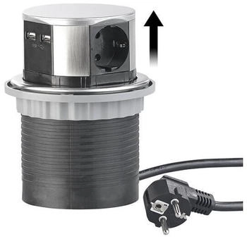 Revolt Recessed block 3 sockets USB Stainless steel