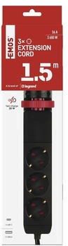 EMOS Steckdosenleiste für Schreibtischmontage P1321PD Schalter 3-fach 1,5m USB 1,5mm² schwarz (1902330154)