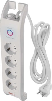 EMOS Steckdosenleiste P54212 4-fach Schuko 2m Überspannungsschutz 900J weiß (1909040202)