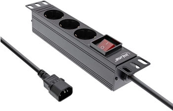 InLine Steckdosenleiste 10" 3-fach Schutzkontakt C14 Anschluss mit Schalter 2m schwarz (16421K)
