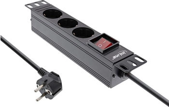 InLine Steckdosenleiste 10" 3-fach Schutzkontakt mit Schalter 2m schwarz (16420K)