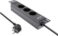 InLine&reg; 10 Steckdosenleiste, 3-fach Schutzkontakt, ohne Schalter, 2m, schwarz Strom