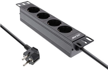 InLine Steckdosenleiste 10" 4-fach Schutzkontakt ohne Schalter 2m schwarz (16420J)