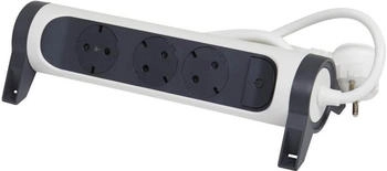 Legrand Steckdosenleiste drehbar 3-fach Wand-/Tischmontage LED-Schalter 3m ultraweiß/dunkelgrau (694527)