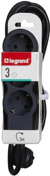 Legrand Steckdosenleiste flach 3-fach 3m schwarz/dunkelgrau (694560)