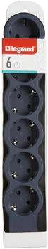 Legrand Steckdosenleiste flach 6-fach ohne Kabel schwarz/dunkelgrau (694580)