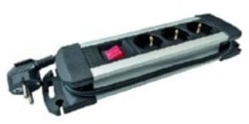 PROTEC.class Tischsteckdose mit Schalter PDSLAS 3A/S 3-fach alu/schwarz (05105886)