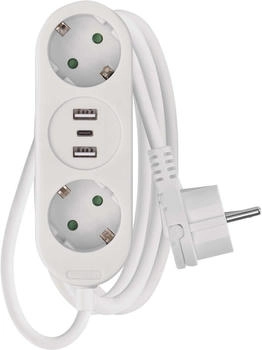 EMOS Steckdosenleiste P0221U 2 Steckdosen 2 x USB-A/1 x USB-C 1,5m 1,5mm² weiß (1902020150)