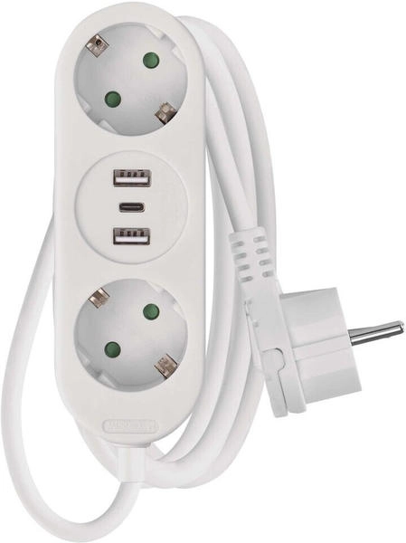 Steckdosenleiste USB Steckdosenleiste Mit 8 Steckplätzen + 3 USB – 2m Kabel, Schalter – Bis 2500W Steckerleiste 8fach