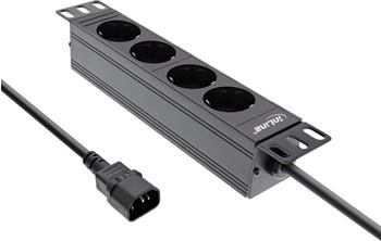 InLine Steckdosenleiste 10" 4-fach Schutzkontakt C14 Anschluss ohne Schalter 2m schwarz (16421J)