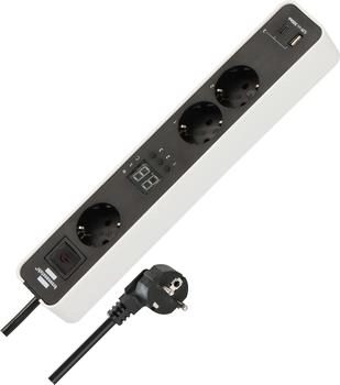 Brennenstuhl Ecolor Steckdosenleiste 3-fach mit Countdown Timer und USB A und C weiß/schwarz 1,5m (1153230026)