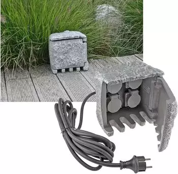 ChiliTec Gartensteckdose Stone 4-fach 250V/16A IP44 (21890)